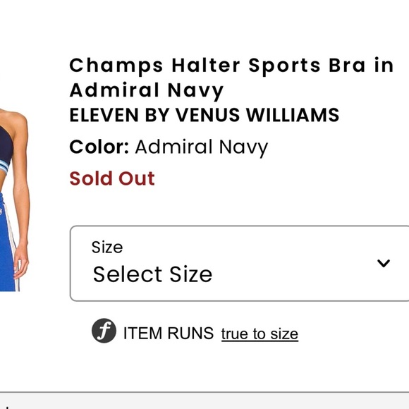 NWOT ELEVEN BY VENUS WILLIAMS Champs Halter Sports Bra in Admiral Navy Size M - Picture 11 of 11